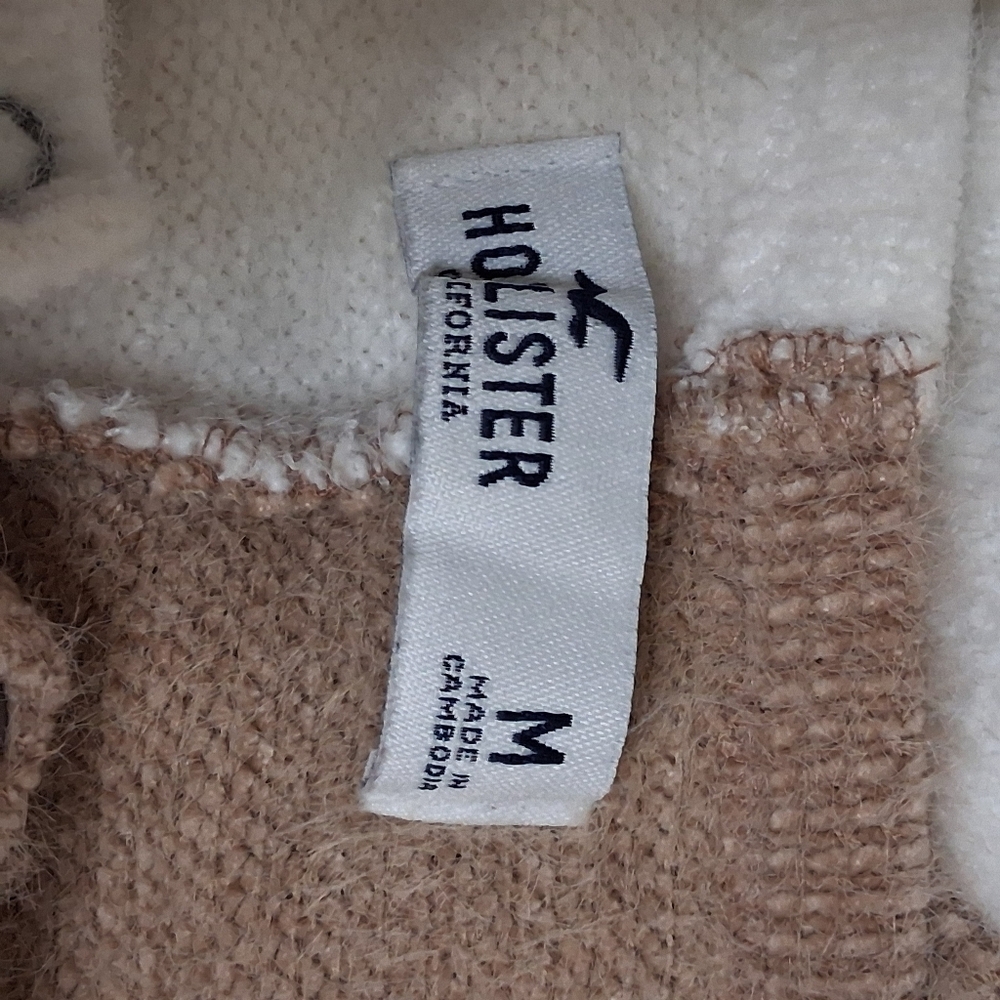 Hollister Two Tone Henley Sweater Top Medium Boxy Slouchy Fuzzy - Picture 6 of 11